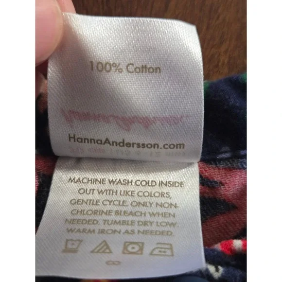 Hanna Andersson Flannel Christmas Dress 6-12 Months Reindeer Poinsettia Holiday - Picture 5 of 8